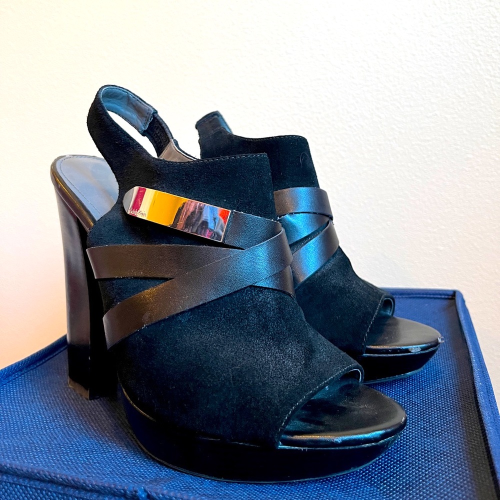 Calvin Klein black size 9 block heels